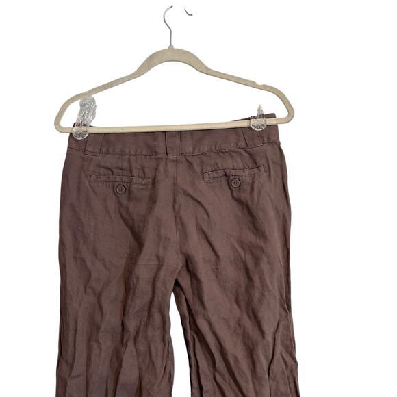 London Jean Marisa Fit 100% Linen Chino Pants Womens Sz 4 Mocha Brown Wide Leg - Picture 8 of 14